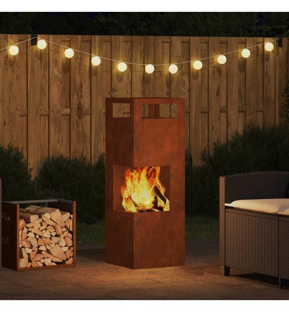 Feuerstelle Braun 35 x 35 x 100 cm Stahl