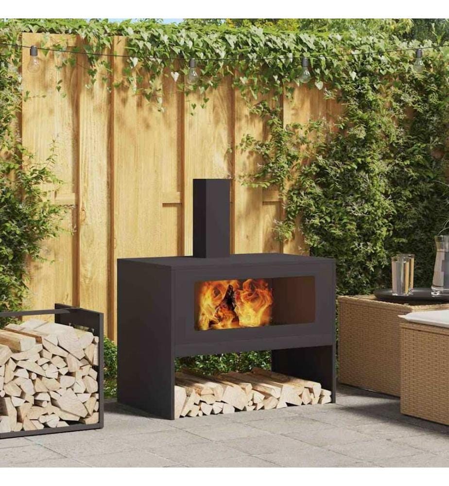 Feuerstelle Schwarz 80 x 50 x 96 cm Kaltgewalzter Stahl