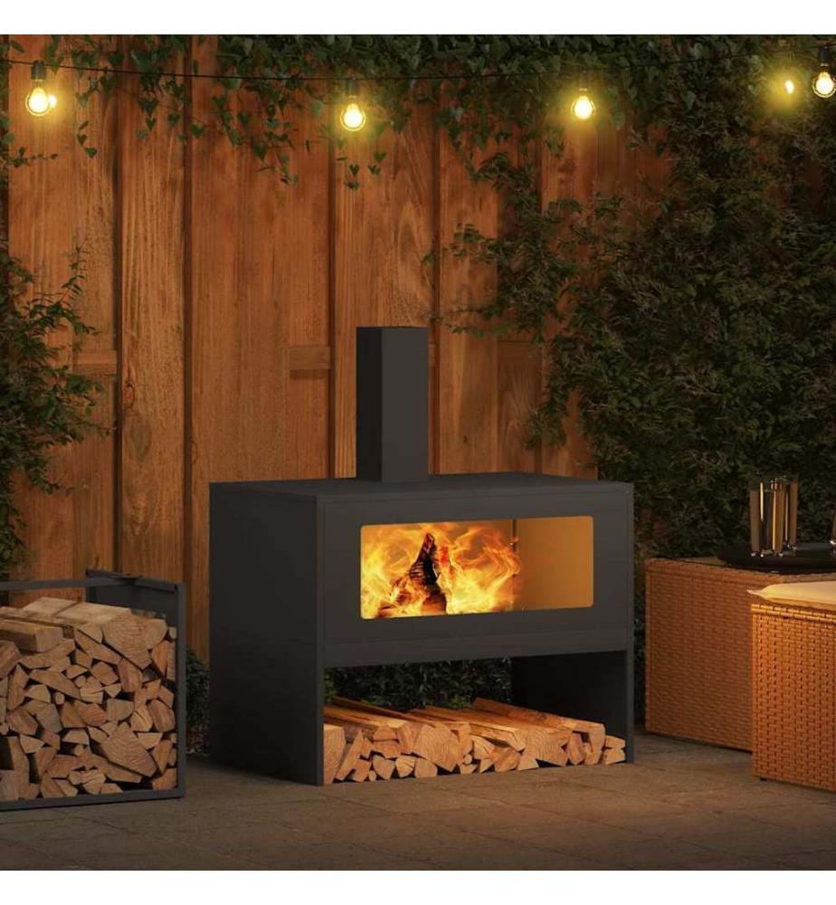 Feuerstelle Schwarz 80 x 50 x 96 cm Kaltgewalzter Stahl
