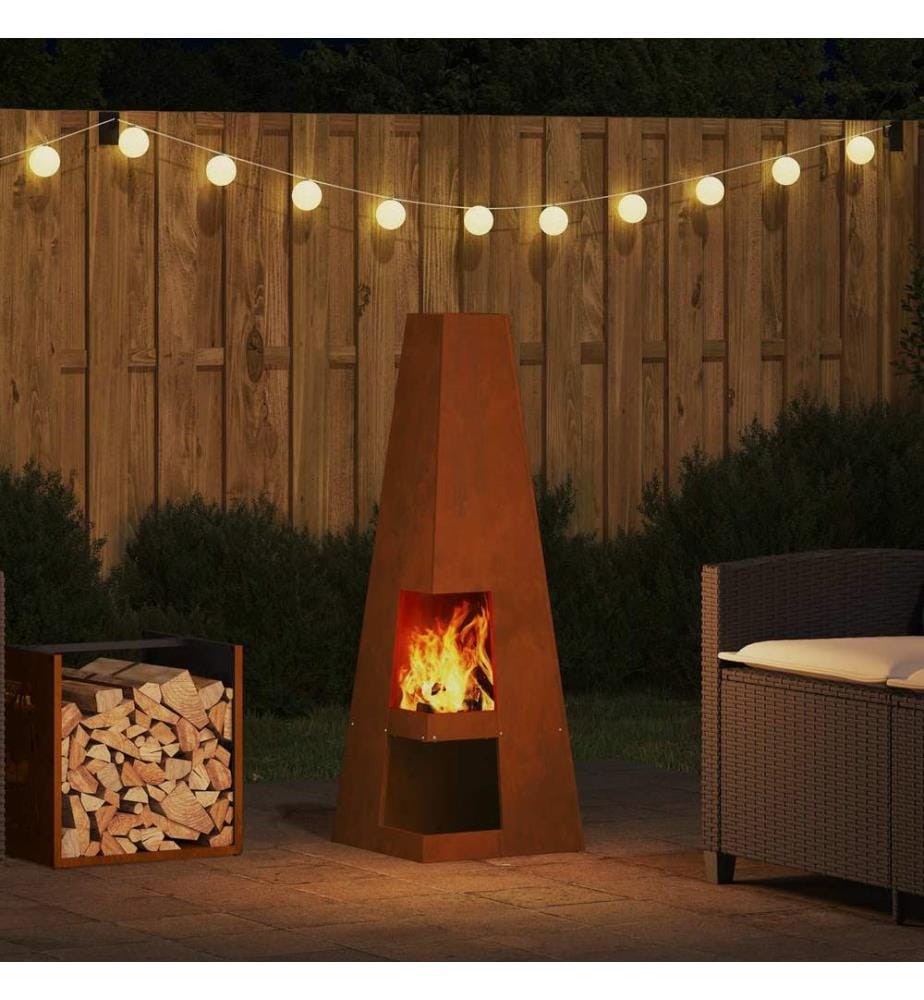 Feuerstelle Braun 35 x 35 x 100 cm Wetterstahl