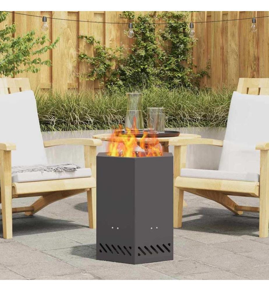 Rauchfreier Feuerkorb Schwarz 38 x 38 x 51 cm Stahl