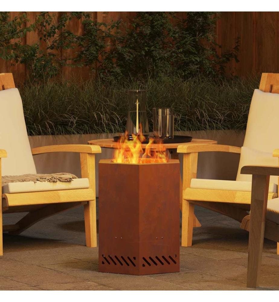 Rauchfreier Feuerkorb Braun 38 x 38 x 51 cm Wetterfeststahl