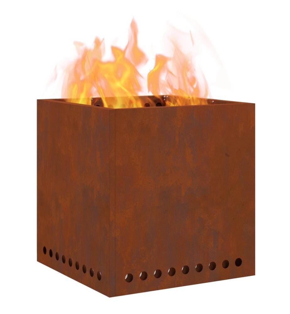 Rauchfreier Feuerkorb Braun 48 x 48 x 50 cm Wetterfeststahl