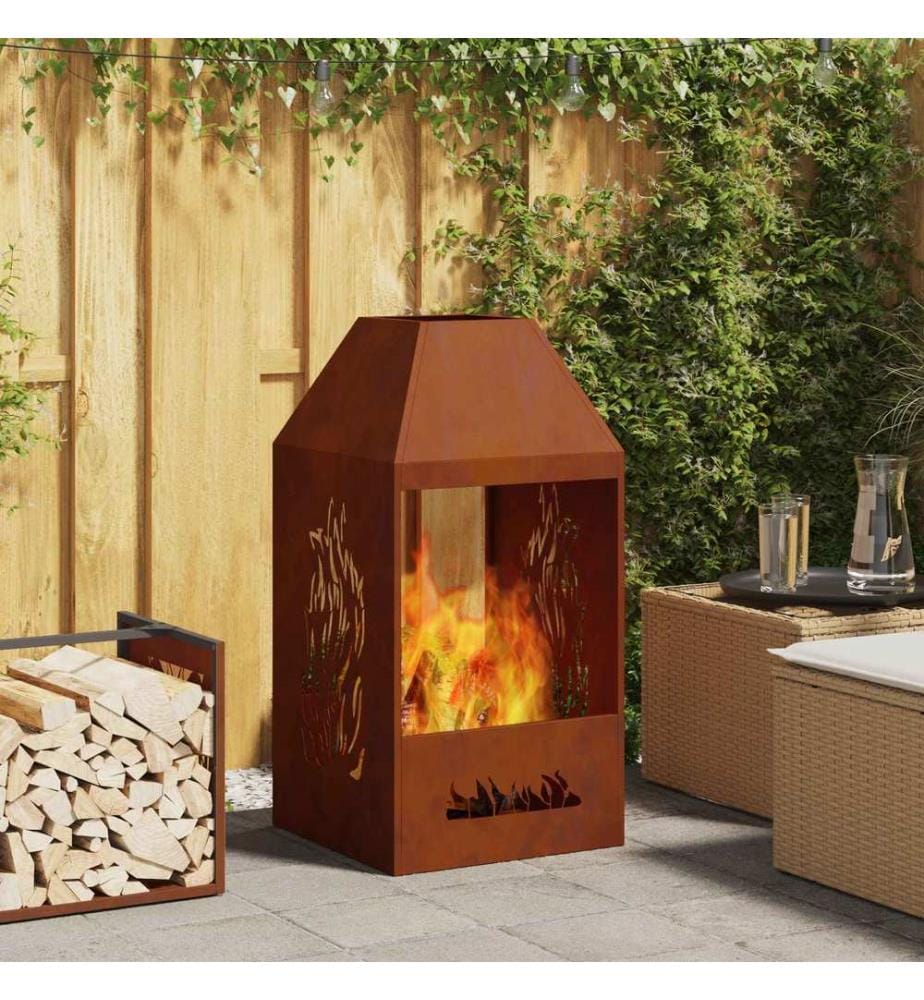 Braise Marron 50 x 50 x 100 cm Acier Corten