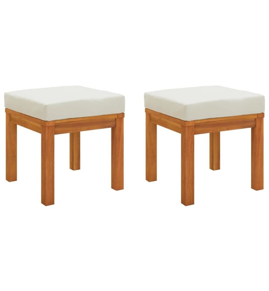 Gartenhocker mit Kissen 2 Stk. 40x40x42 cm Massivholz Akazie