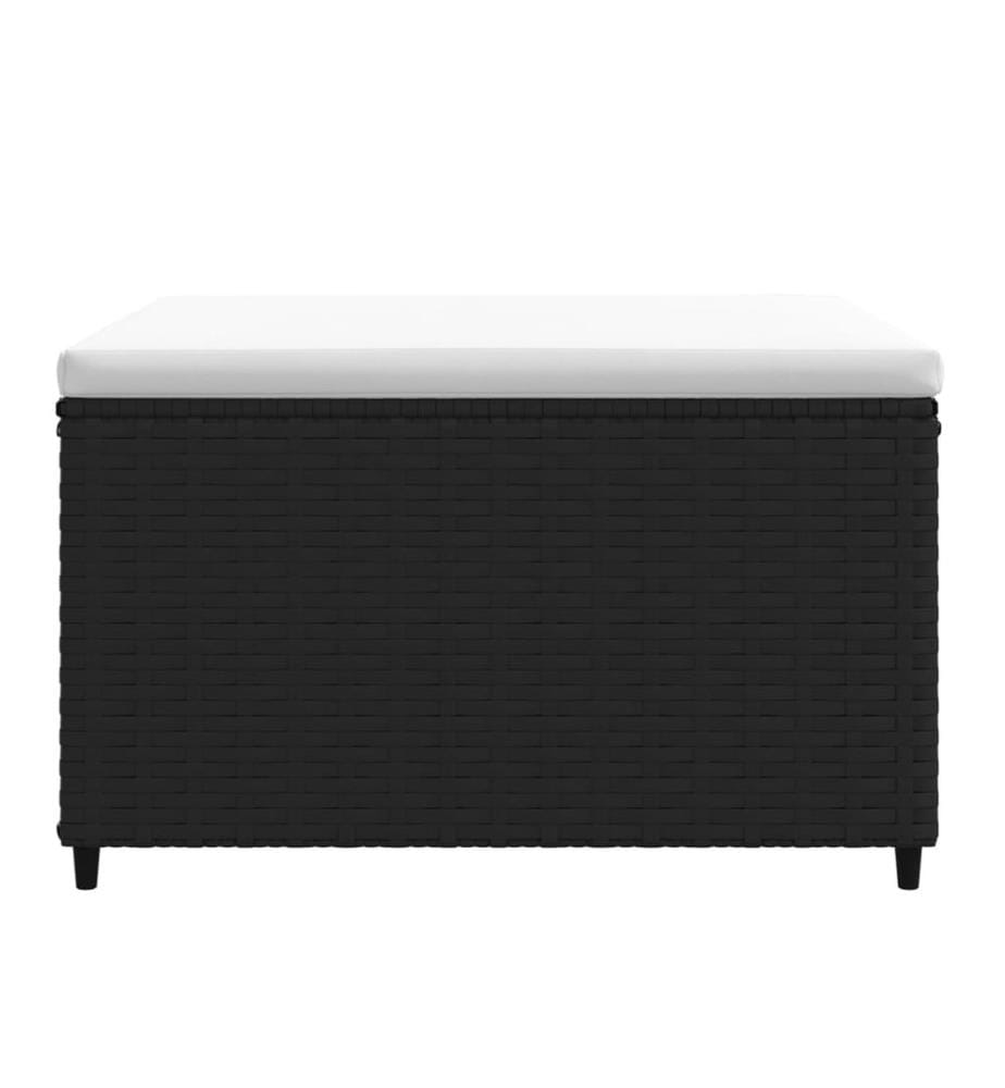 Gartenhocker mit Kissen Schwarz Poly Rattan