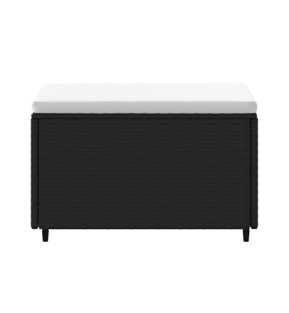 Gartenhocker mit Kissen Schwarz Poly Rattan