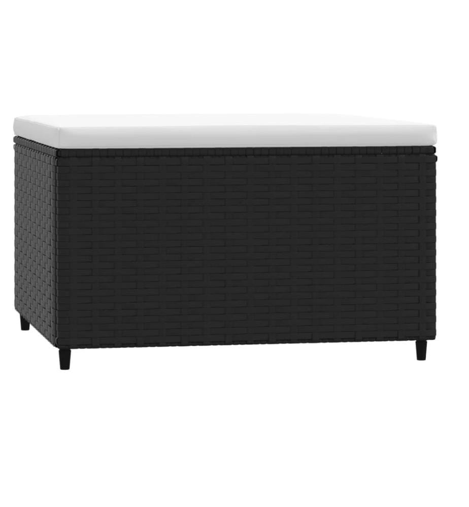 Gartenhocker mit Kissen Schwarz Poly Rattan