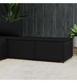 Gartenhocker mit Kissen 2 Stk. Schwarz Poly Rattan