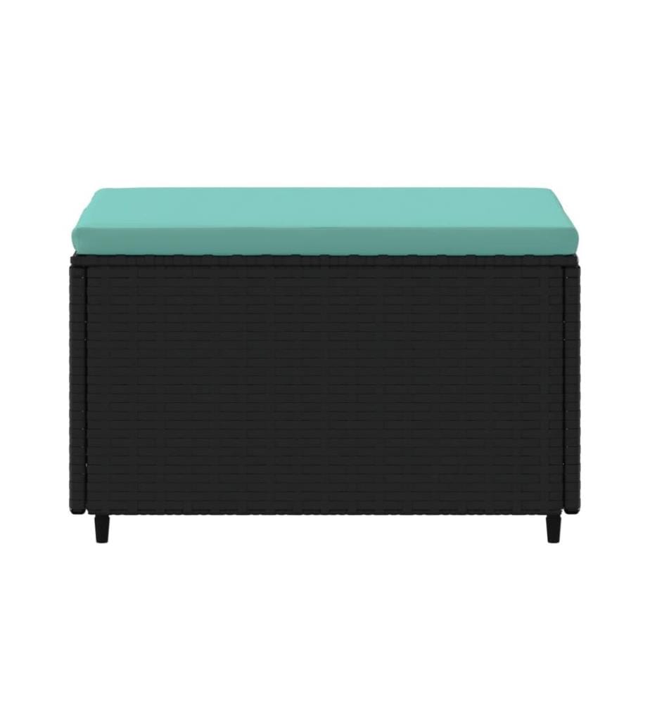 Gartenhocker mit Kissen Schwarz Poly Rattan