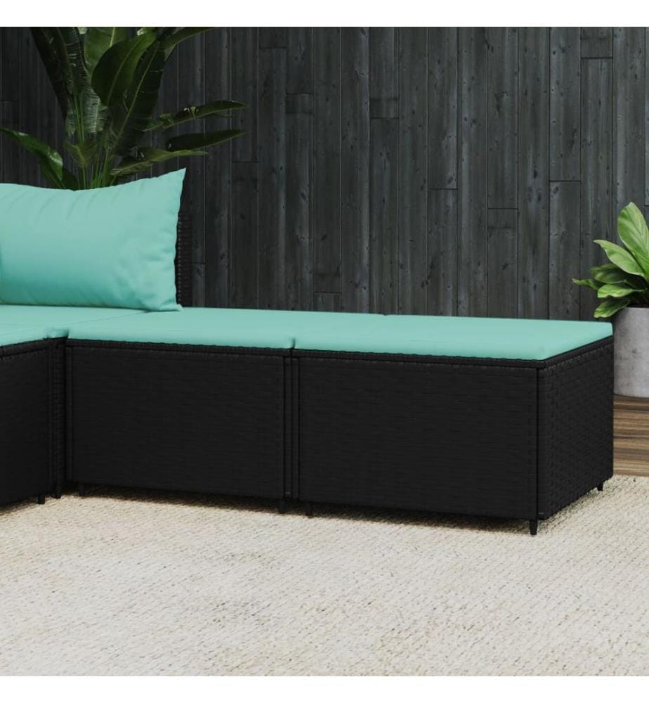 Gartenhocker mit Kissen 2 Stk. Schwarz Poly Rattan