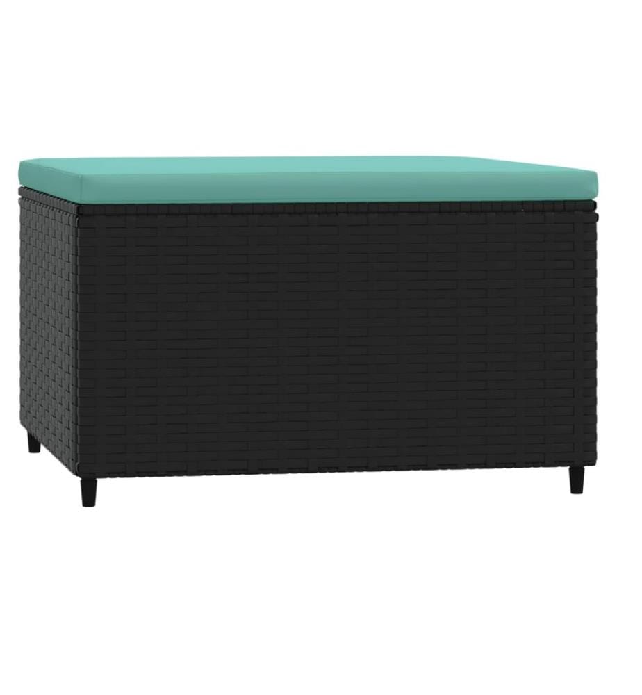 Gartenhocker mit Kissen 2 Stk. Schwarz Poly Rattan