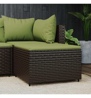 Gartenhocker mit Kissen Braun Poly Rattan