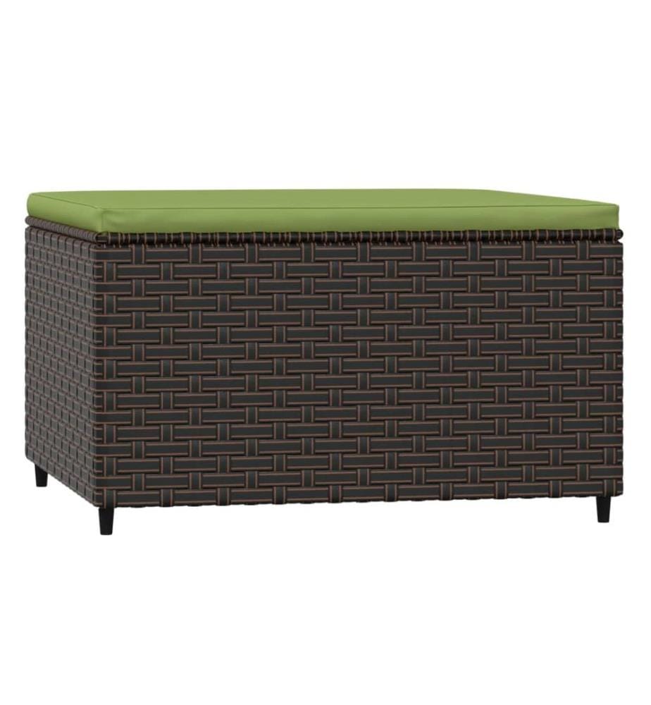 Gartenhocker mit Kissen Braun Poly Rattan