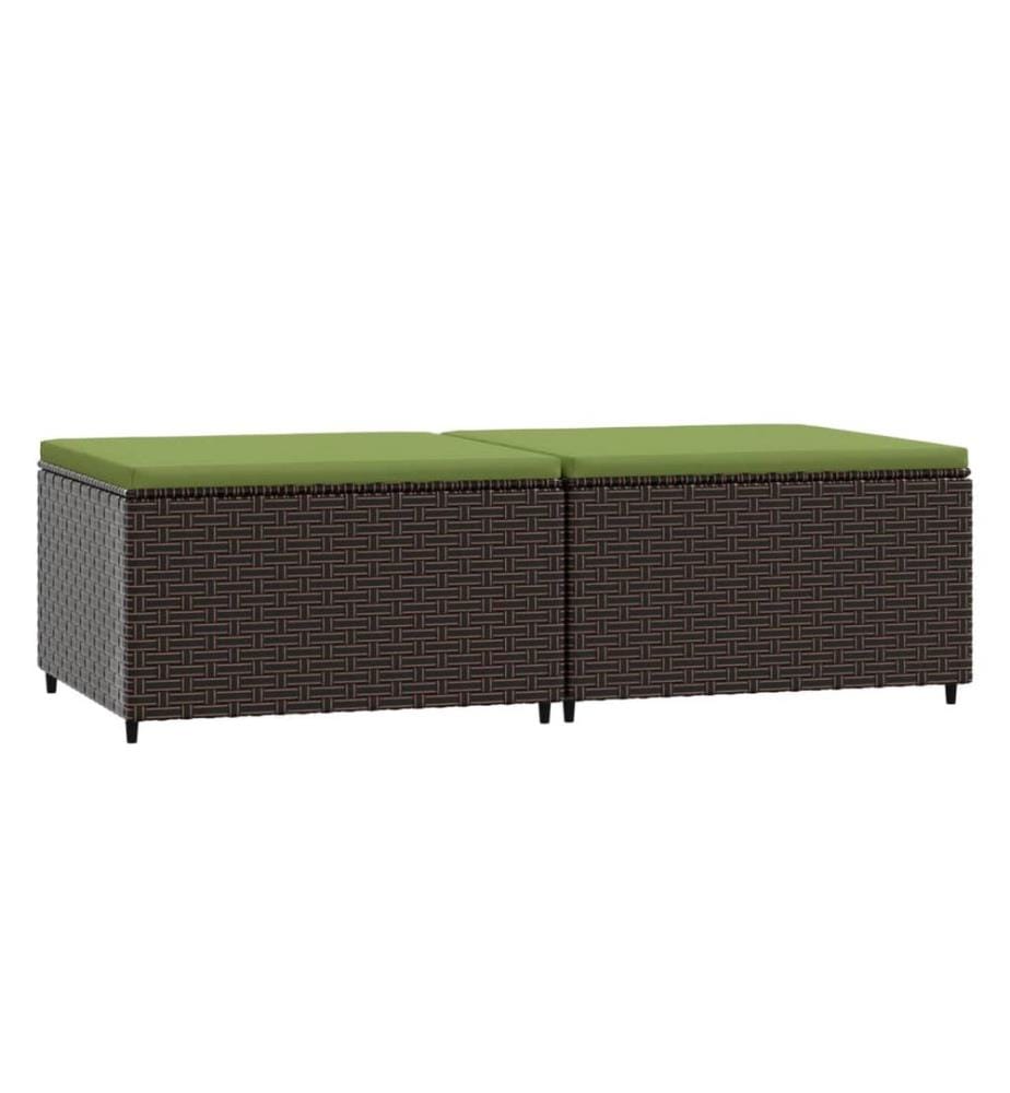 Gartenhocker mit Kissen 2 Stk. Braun Poly Rattan