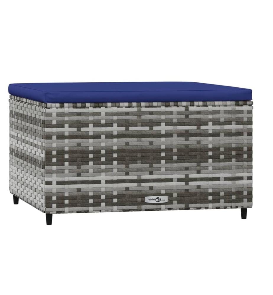 Gartenhocker mit Kissen 2 Stk. Grau Poly Rattan