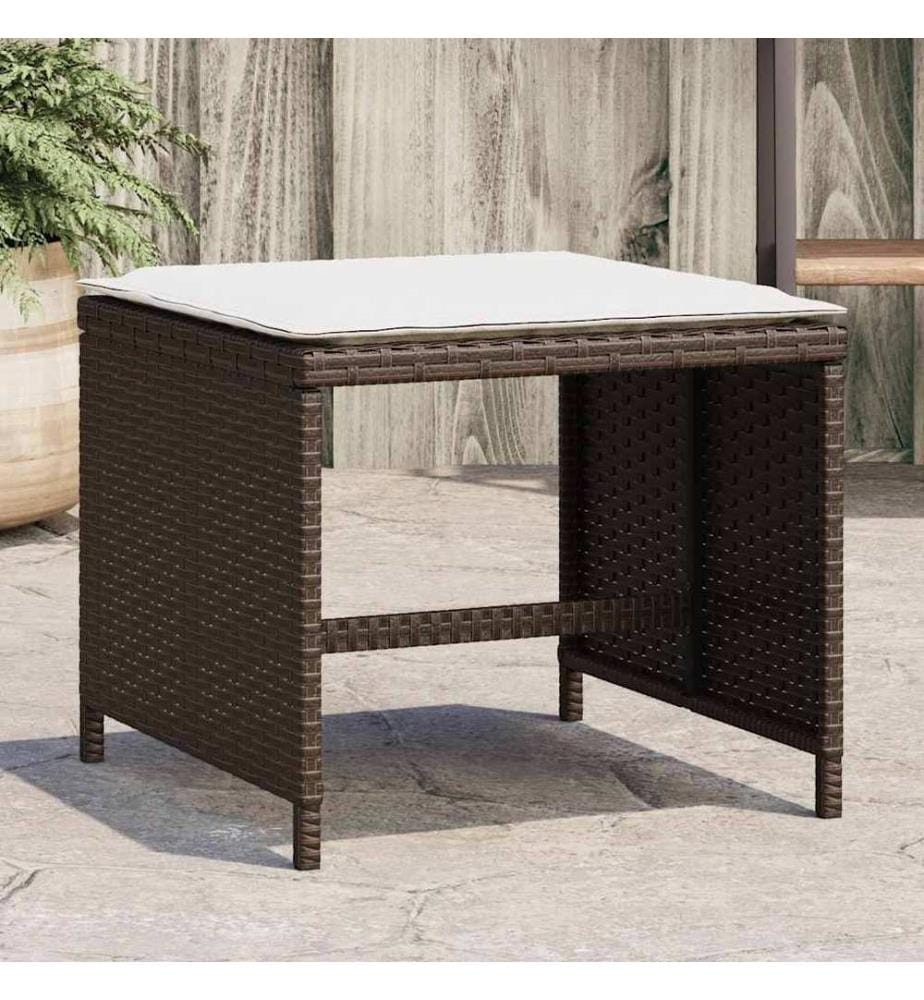 Gartenhocker mit Kissen 4 Stk. Braun 41x41x36 cm Poly Rattan