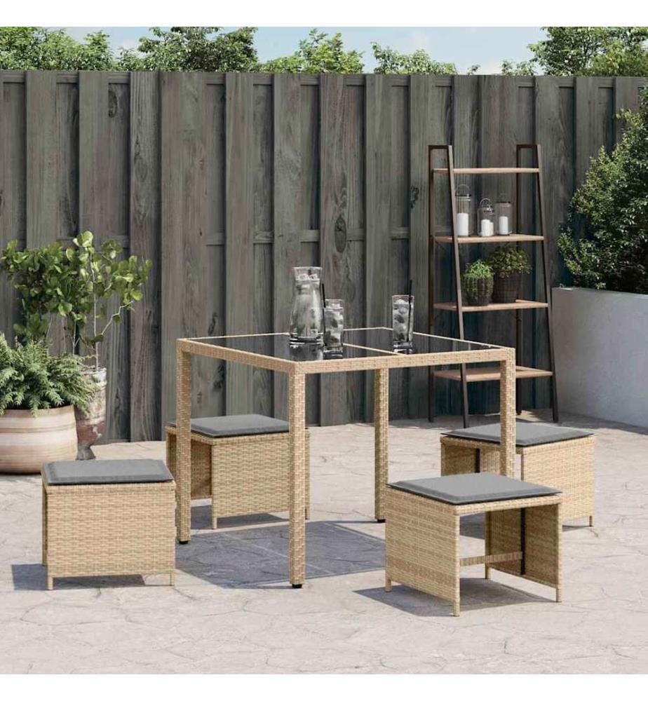 Gartenhocker Kissen 4Stk. Beigemischung 41x41x36 cm Poly Rattan