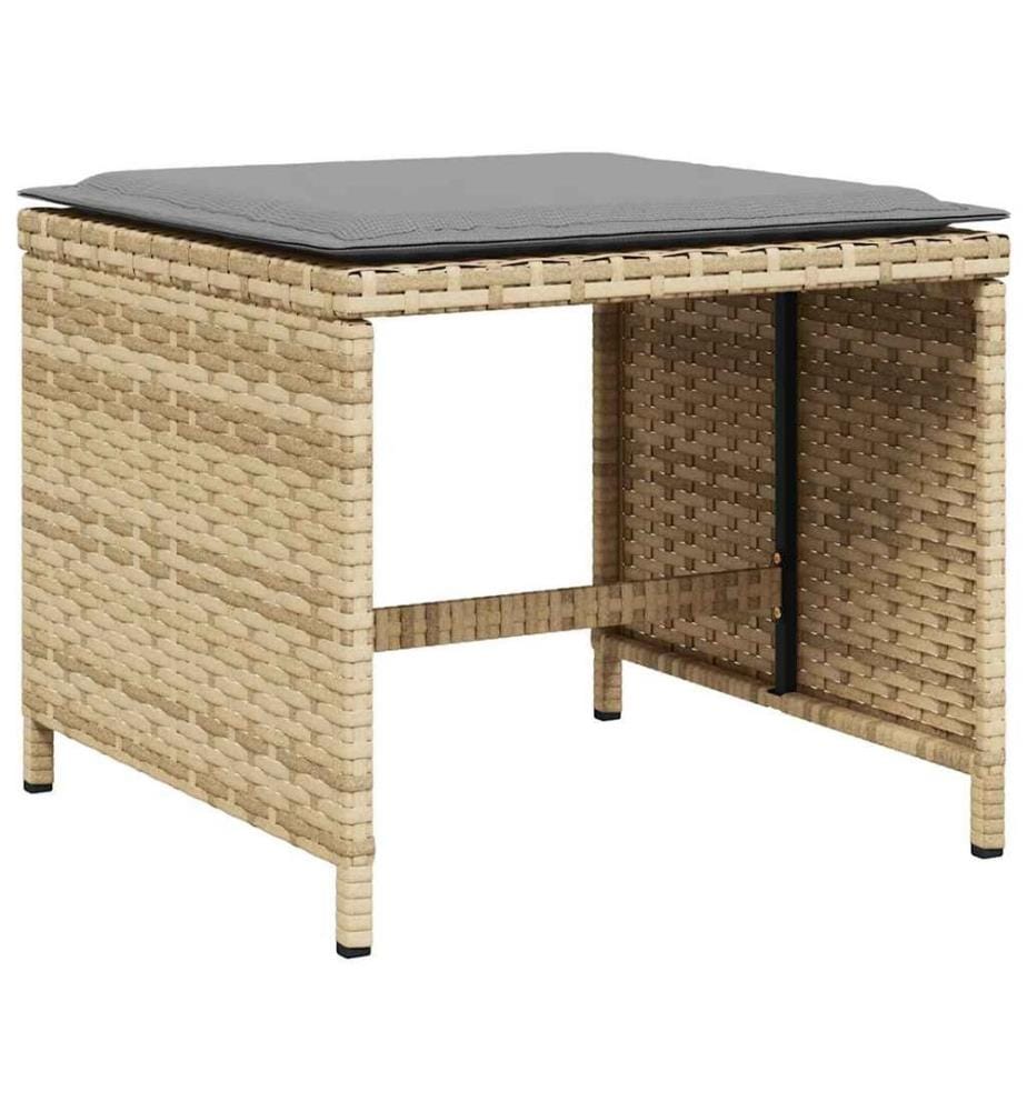 Gartenhocker Kissen 4Stk. Beigemischung 41x41x36 cm Poly Rattan
