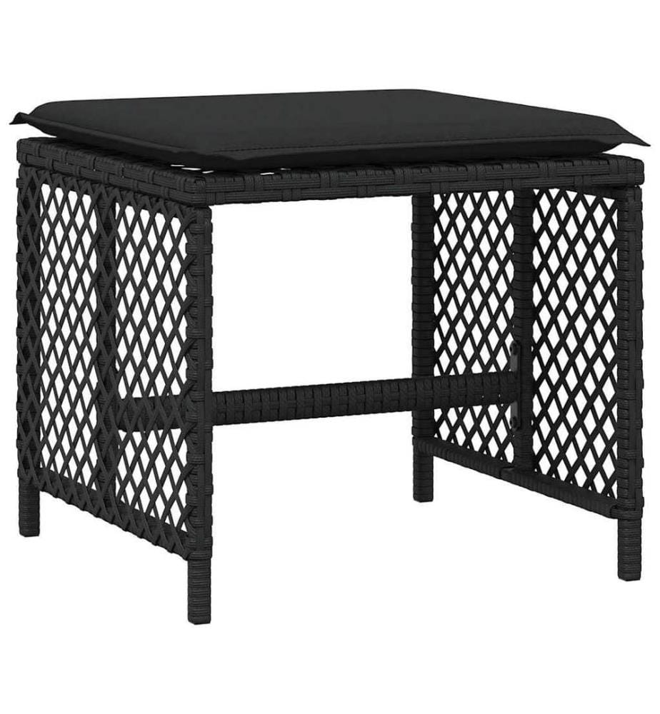 Gartenhocker mit Kissen 4 Stk. Schwarz 41x41x36 cm Poly Rattan