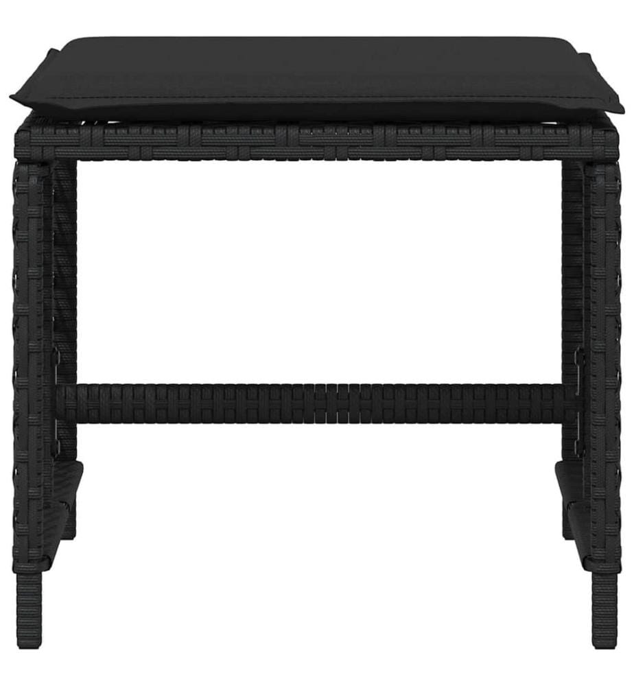 Gartenhocker mit Kissen 4 Stk. Schwarz 41x41x36 cm Poly Rattan