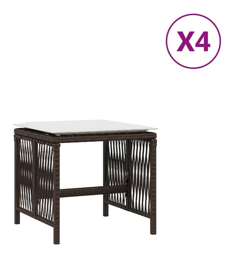 Gartenhocker mit Kissen 4 Stk. Braun 41x41x36 cm Poly Rattan