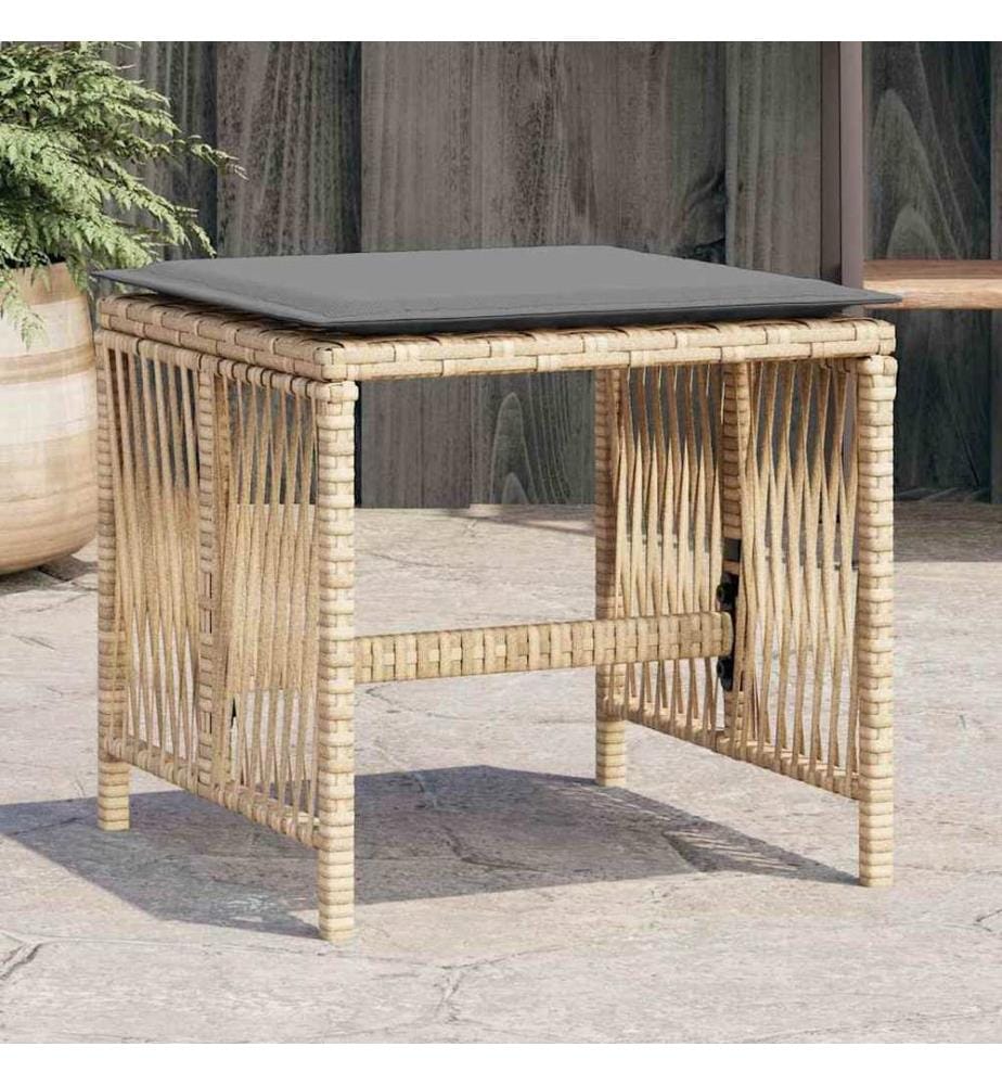 Gartenhocker Kissen 4Stk. Beigemischung 41x41x36 cm Poly Rattan