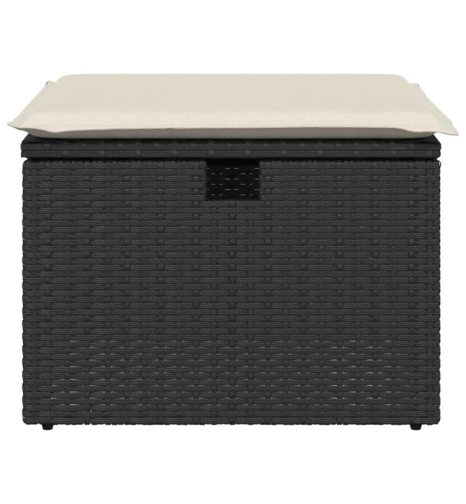 Gartenhocker mit Kissen Schwarz 55x55x37 cm Poly Rattan