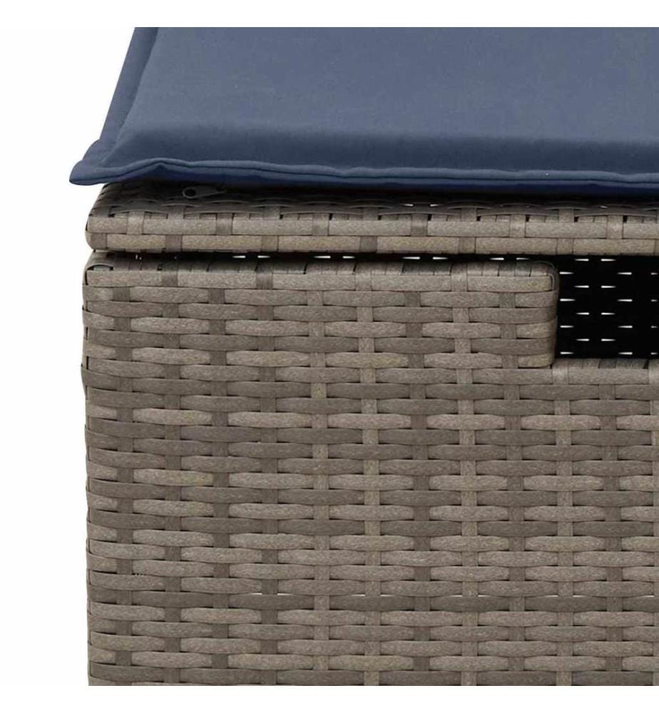 Gartenhocker mit Kissen Grau 55x55x37 cm Poly Rattan