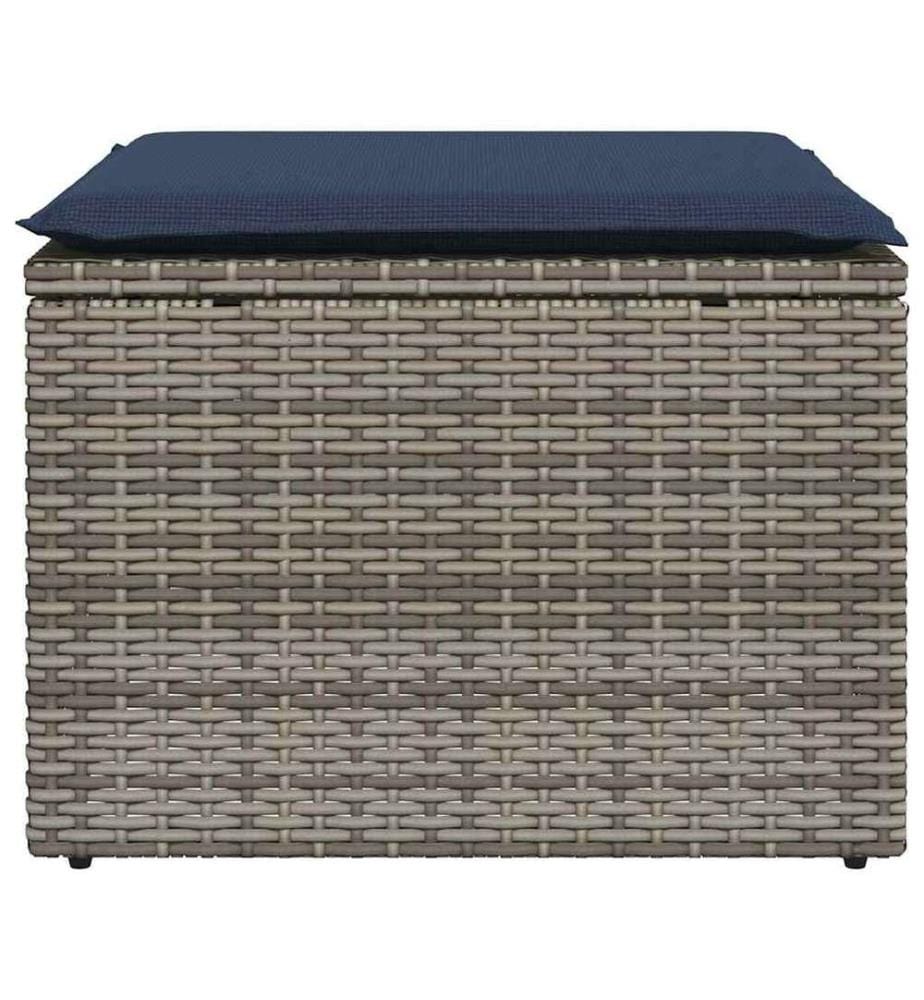 Gartenhocker mit Kissen Grau 55x55x37 cm Poly Rattan