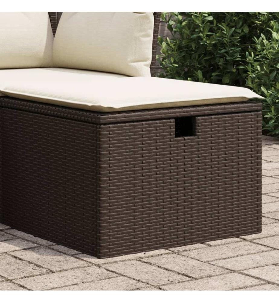 Gartenhocker mit Kissen Braun 55x55x37 cm Poly Rattan