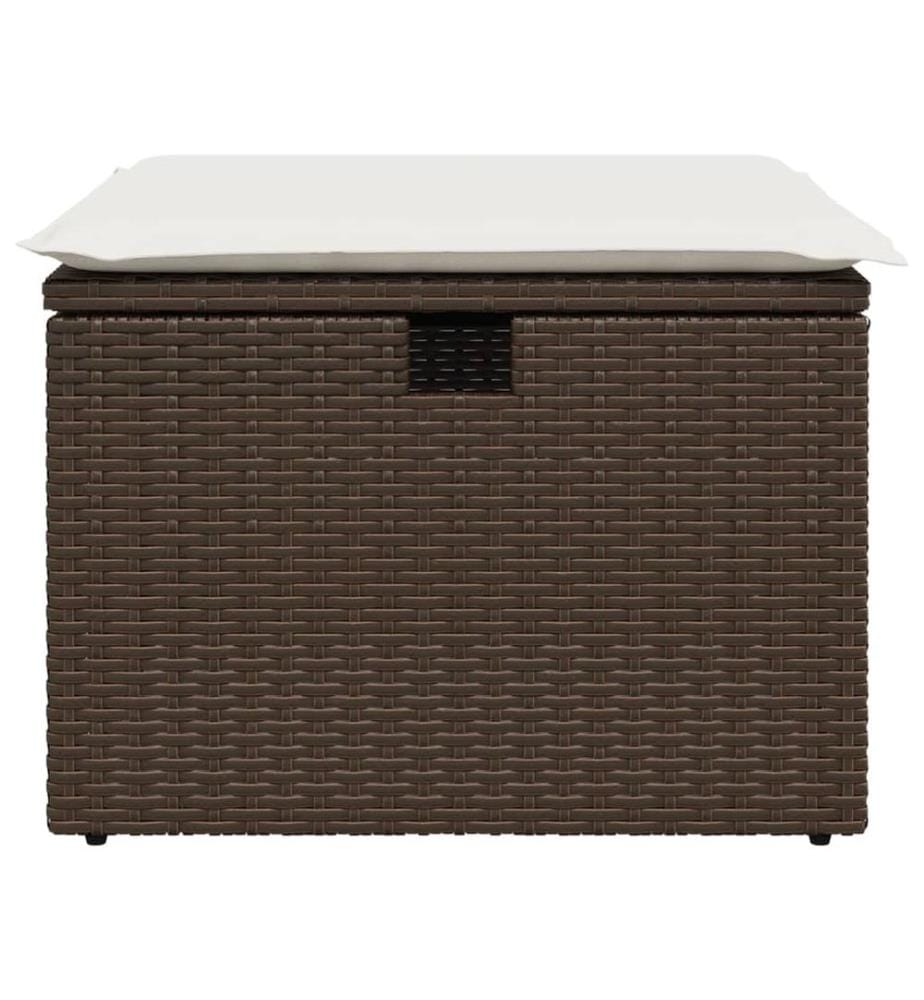 Gartenhocker mit Kissen Braun 55x55x37 cm Poly Rattan
