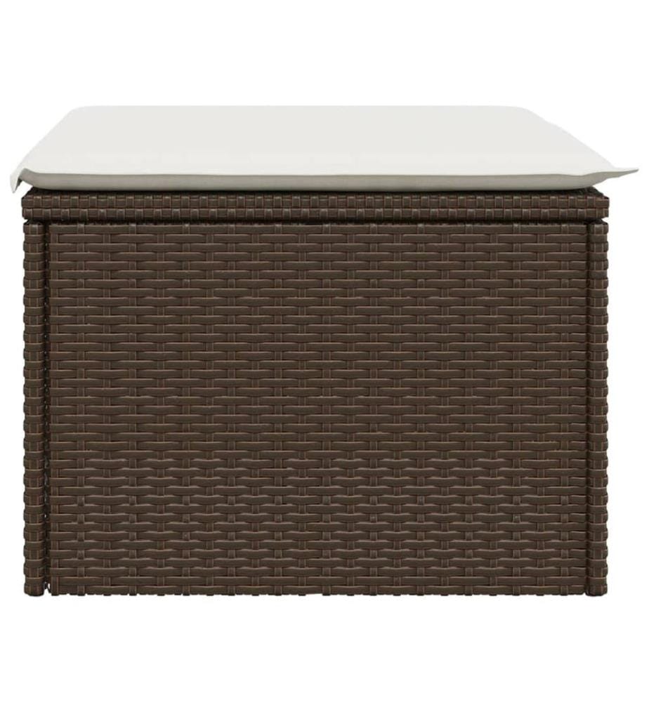 Gartenhocker mit Kissen Braun 55x55x37 cm Poly Rattan