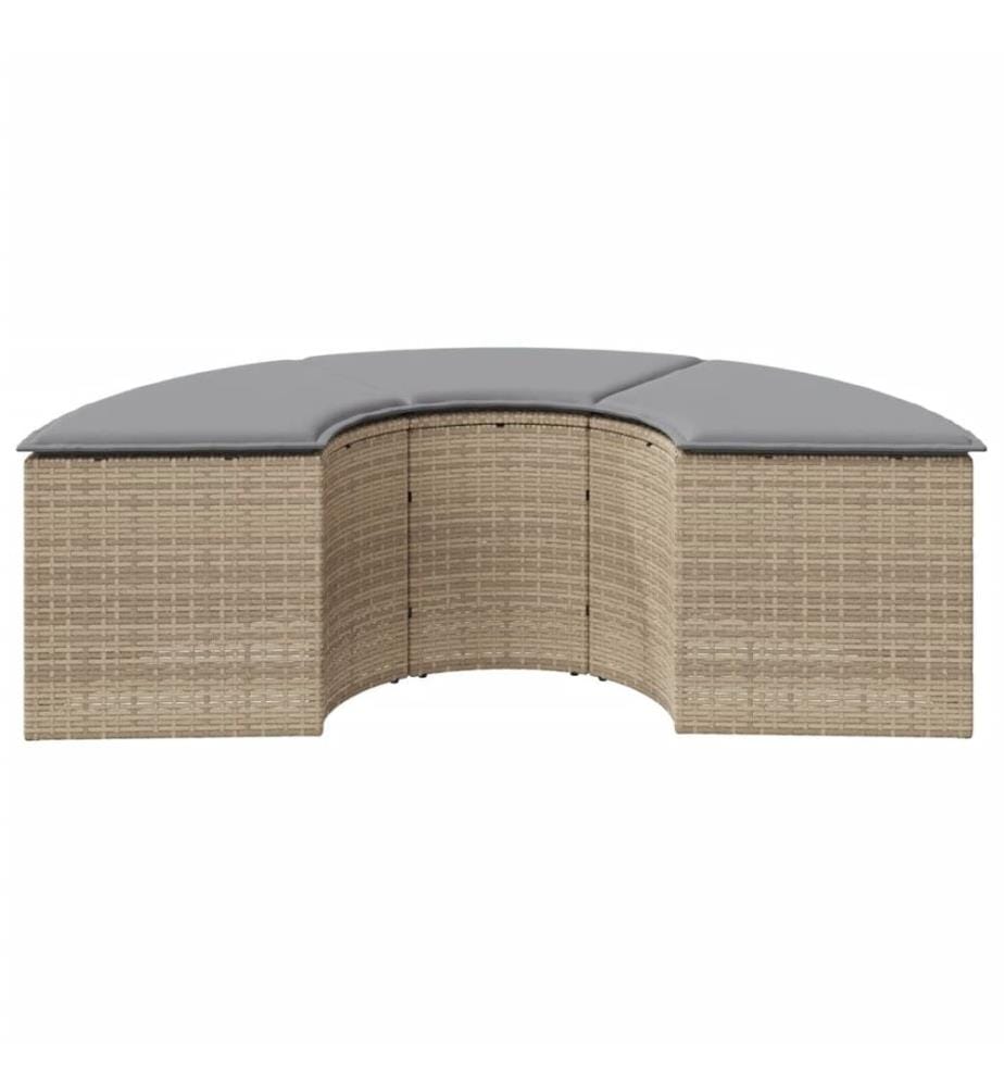 Garten-Fusshocker mit Kissen Beige Poly-Rattan