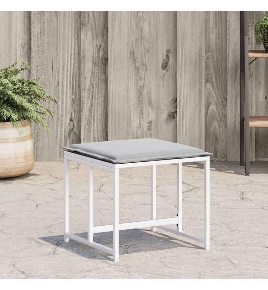 Gartenhocker mit Kissen 4 Stk. Weiss Stahl und Textilene