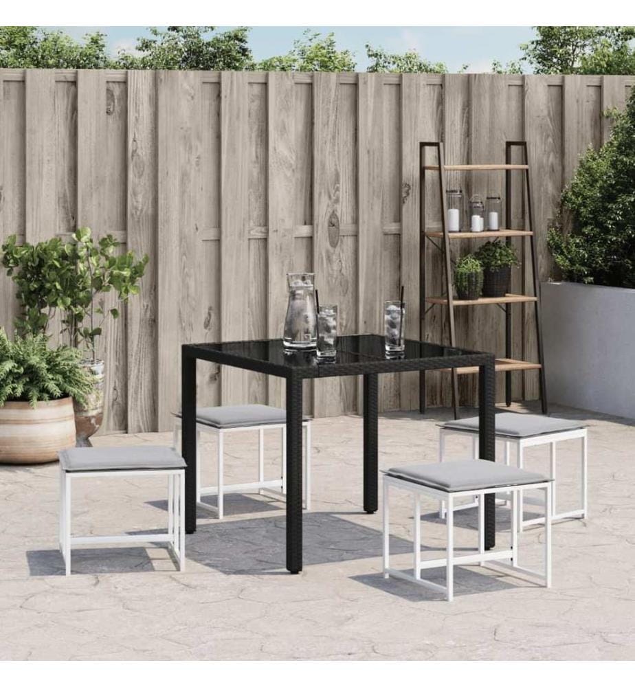 Gartenhocker mit Kissen 4 Stk. Weiss Stahl und Textilene