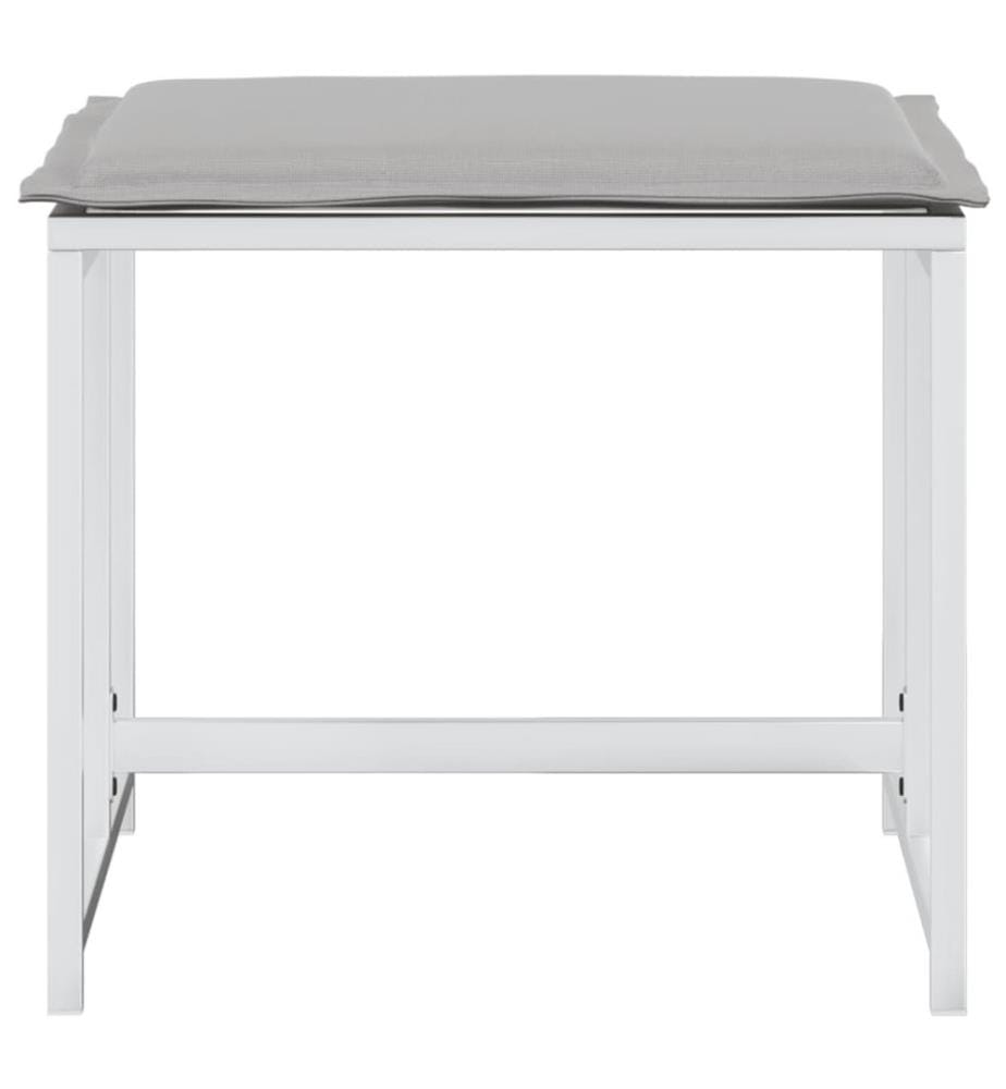 Gartenhocker mit Kissen 4 Stk. Weiss Stahl und Textilene