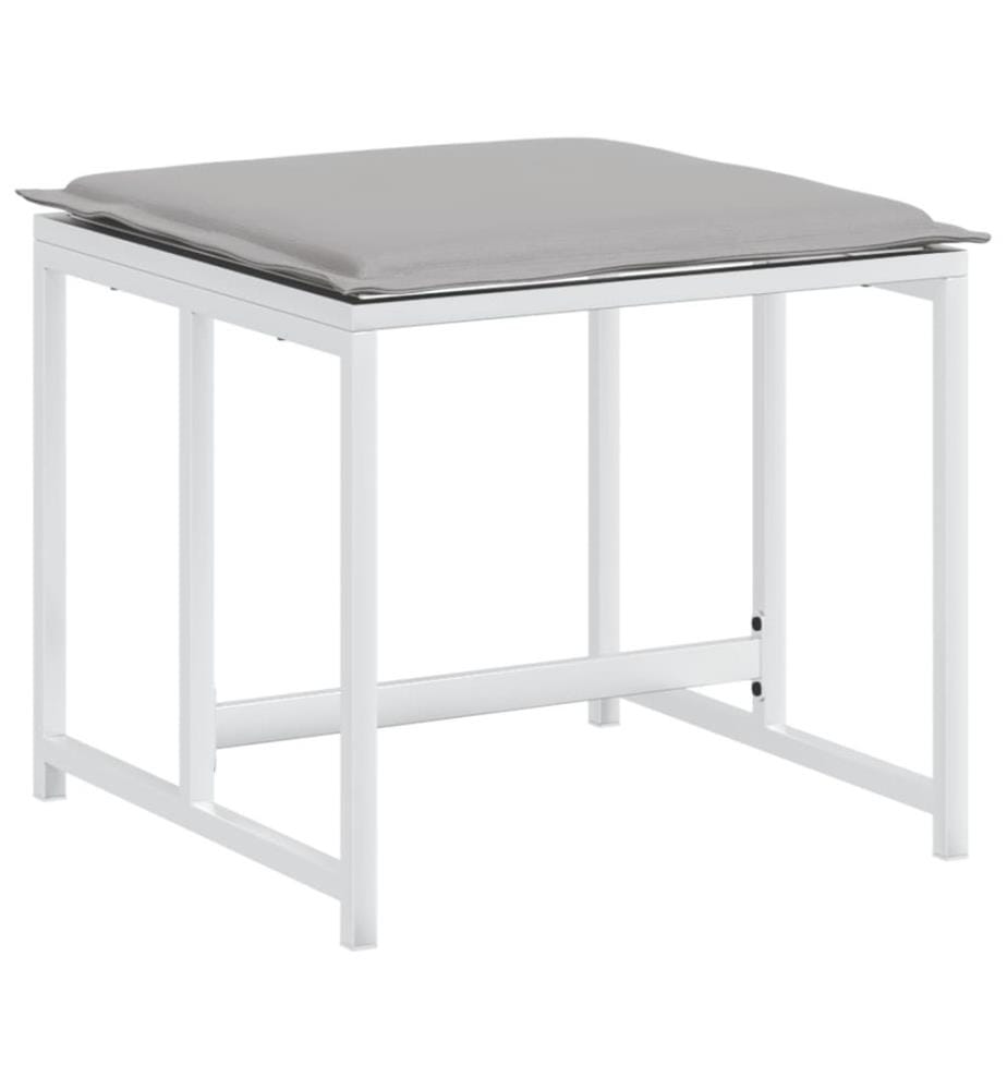 Gartenhocker mit Kissen 4 Stk. Weiss Stahl und Textilene