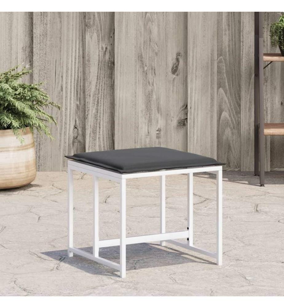 Gartenhocker mit Kissen 4 Stk. Weiss Stahl und Textilene