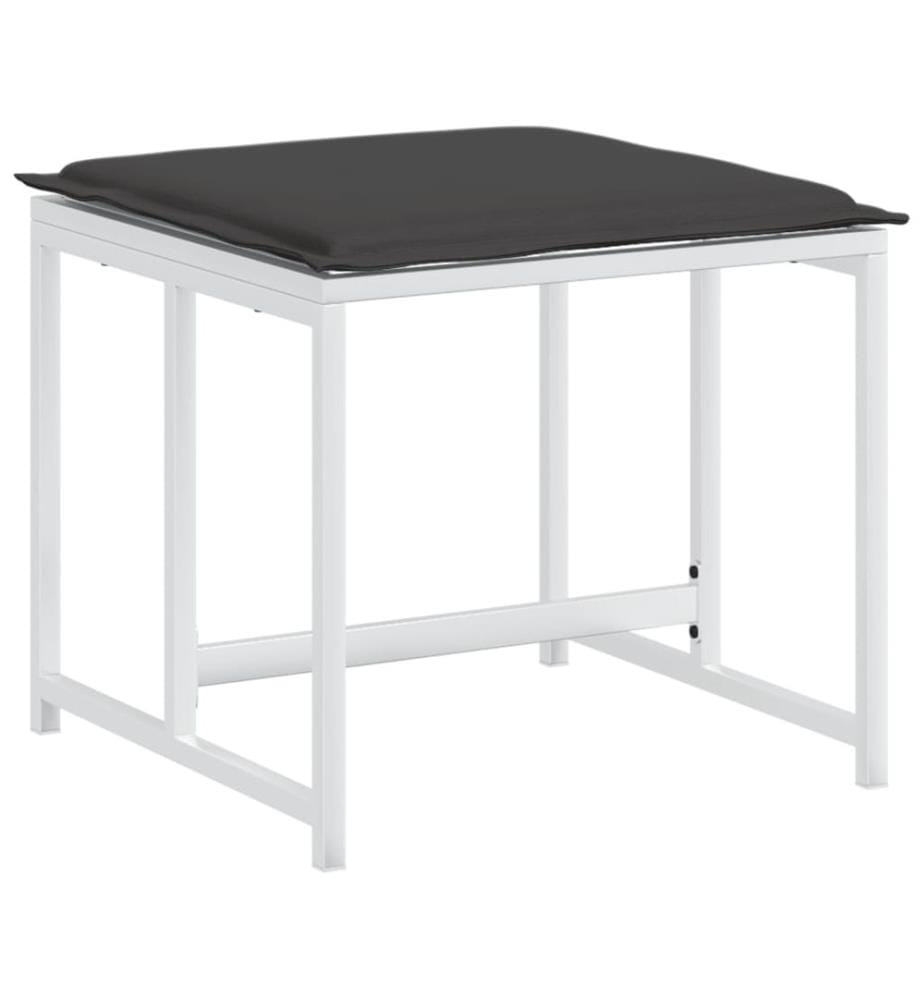 Gartenhocker mit Kissen 4 Stk. Weiss Stahl und Textilene
