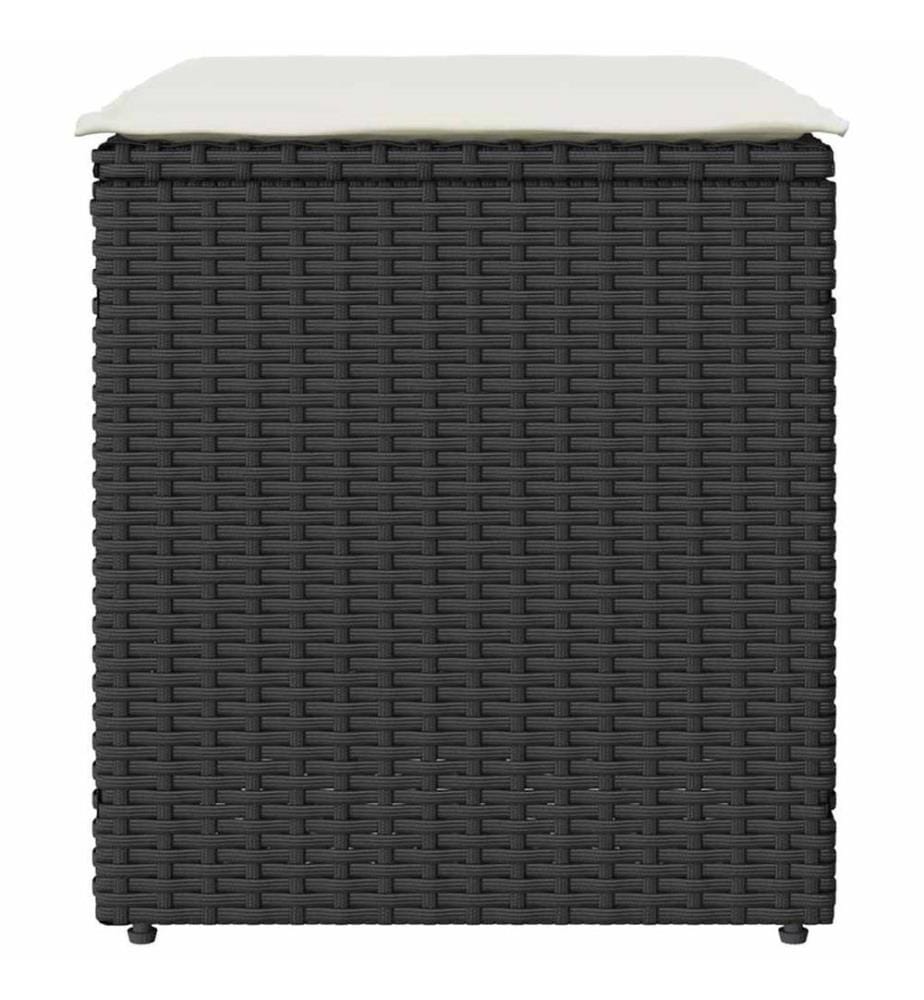Gartenhocker mit Kissen 2 Stk. Schwarz 40x40x43 cm Poly Rattan