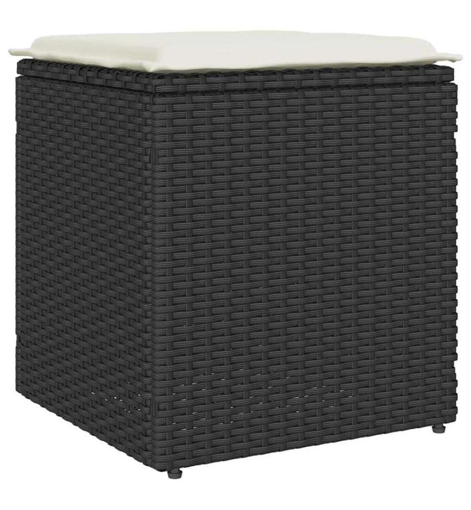 Gartenhocker mit Kissen 2 Stk. Schwarz 40x40x43 cm Poly Rattan