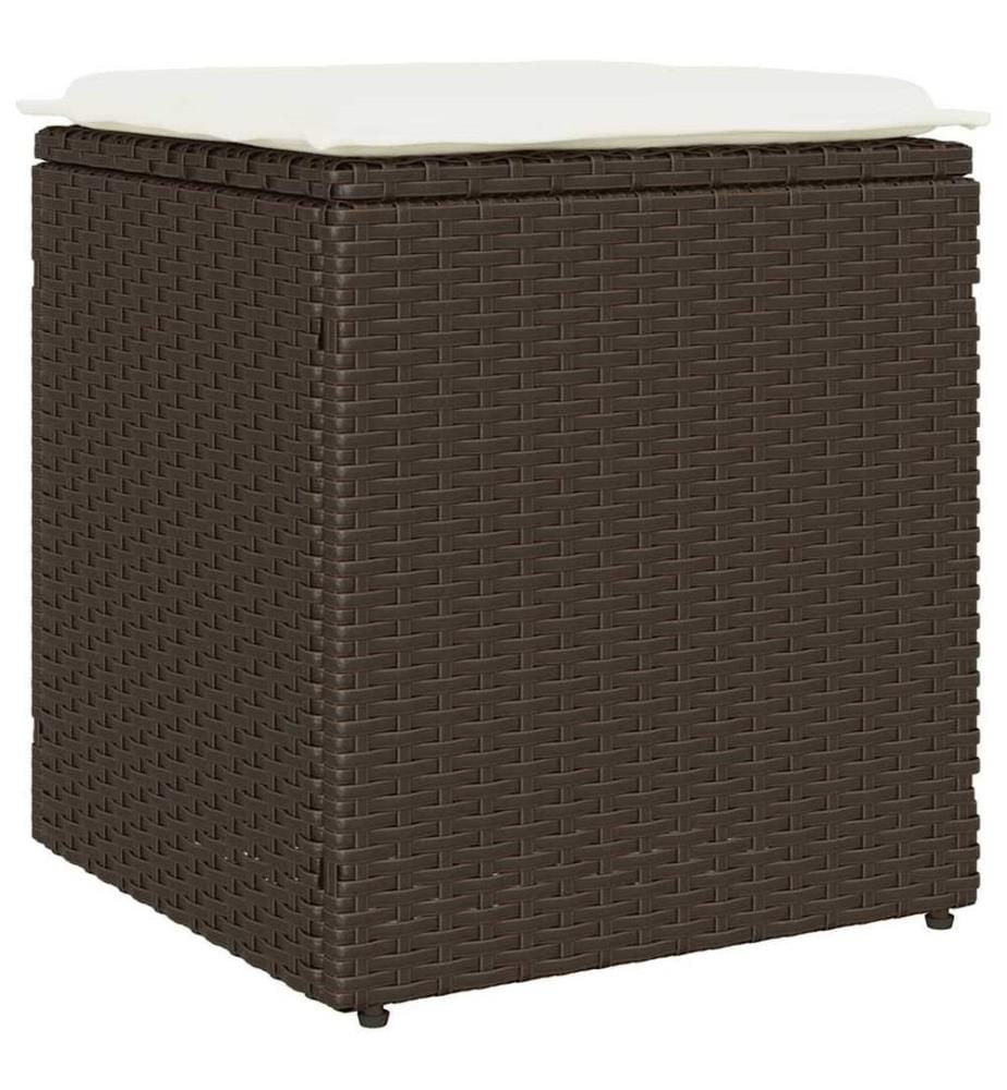 Gartenhocker mit Kissen 2 Stk. Braun 40x40x43 cm Poly Rattan
