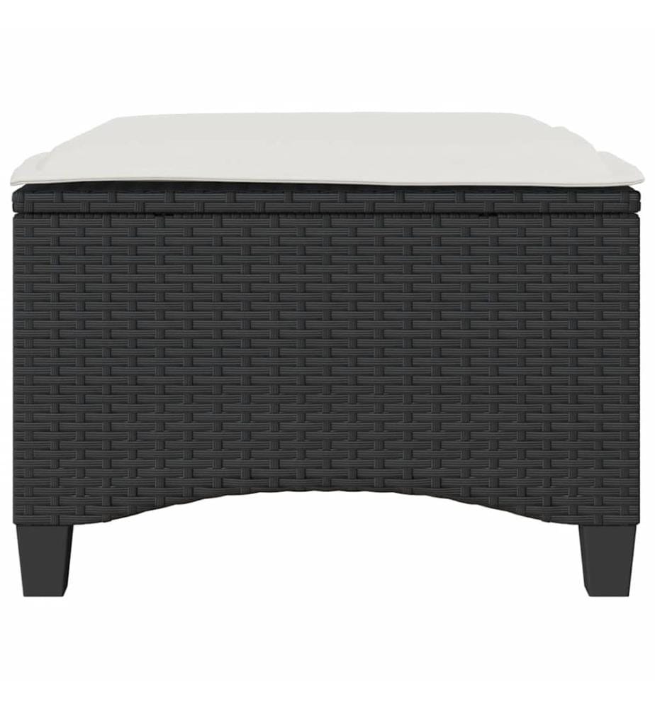 Gartenhocker mit Kissen 2 Stk. Schwarz 55x55x36 cm Poly Rattan