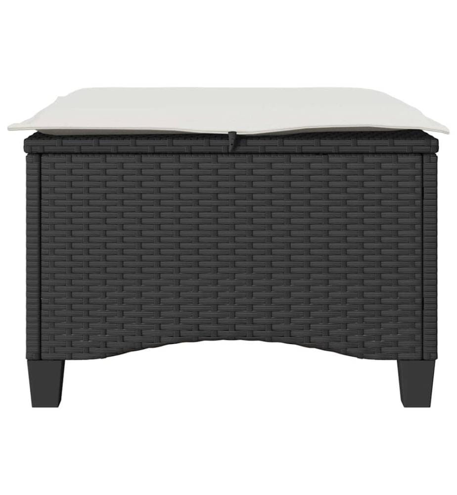 Gartenhocker mit Kissen 2 Stk. Schwarz 55x55x36 cm Poly Rattan
