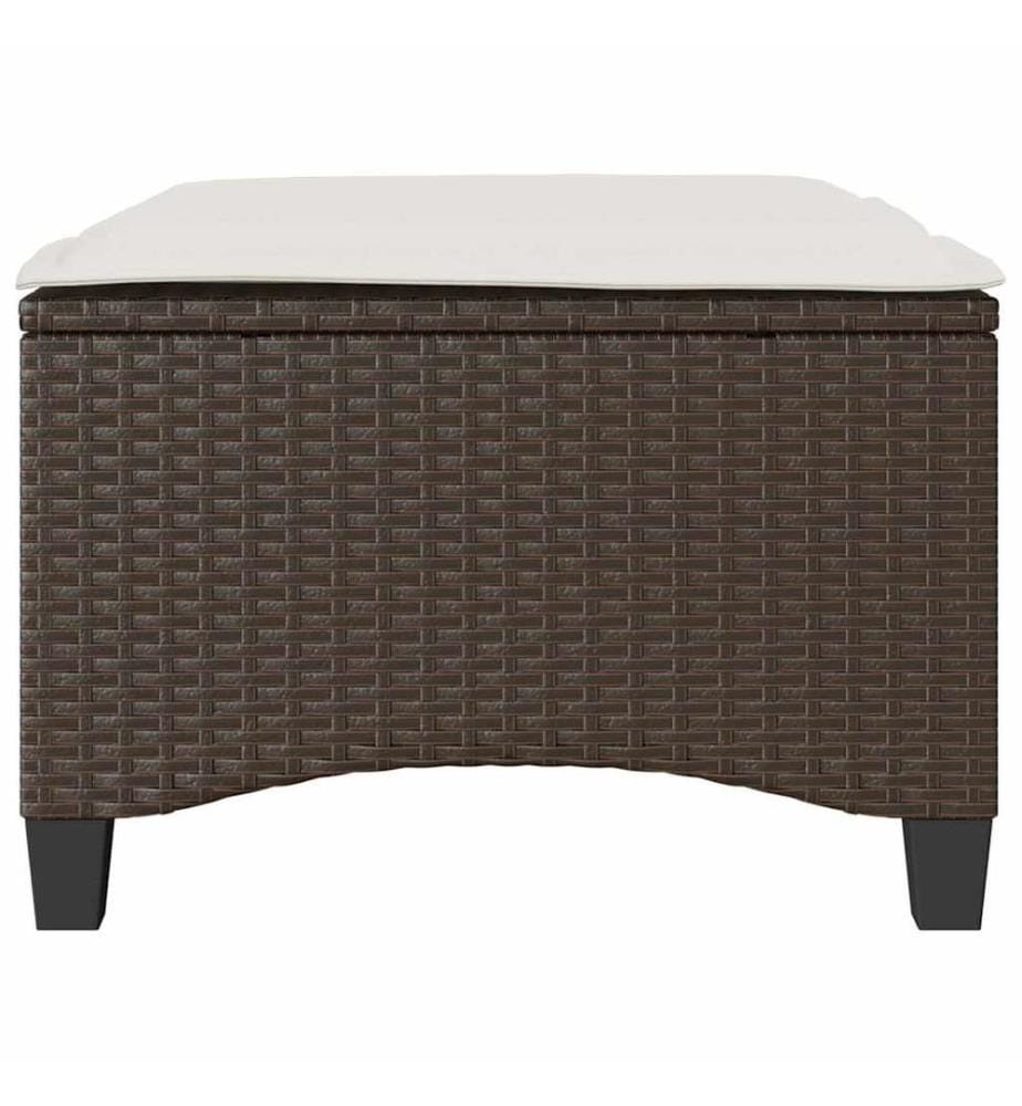 Gartenhocker mit Kissen 2 Stk. Braun 55x55x36 cm Poly Rattan