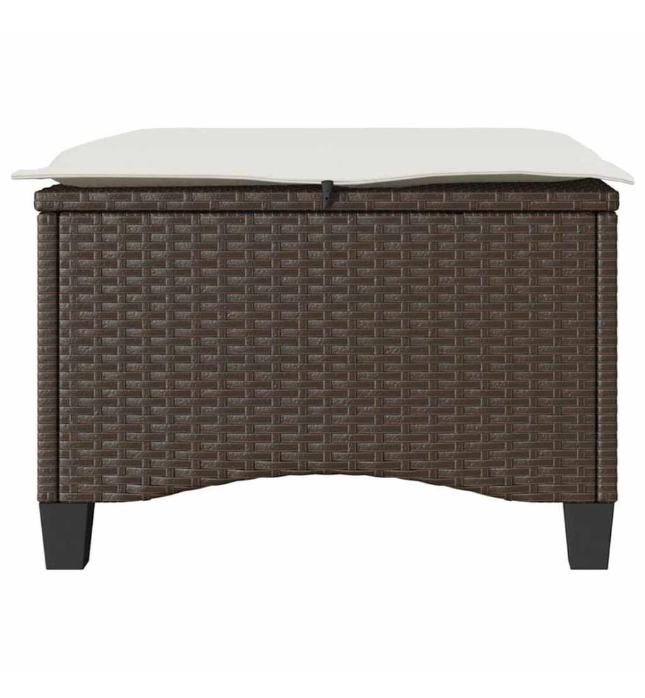 Gartenhocker mit Kissen 2 Stk. Braun 55x55x36 cm Poly Rattan