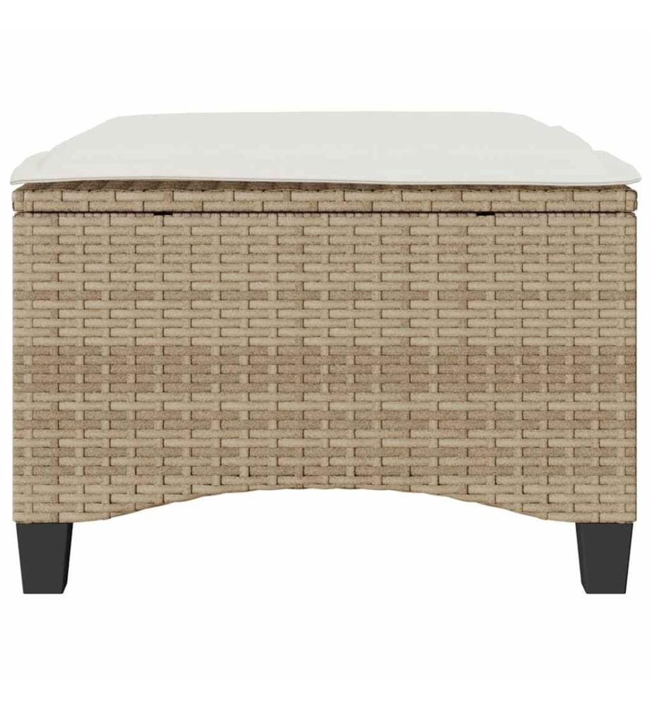 Gartenhocker mit Kissen 2 Stk. Beige 55x55x36 cm Poly Rattan