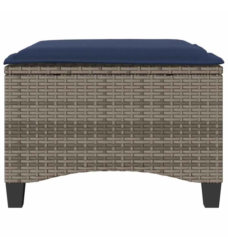 Gartenhocker mit Kissen 2 Stk. Grau 55x55x36 cm Poly Rattan