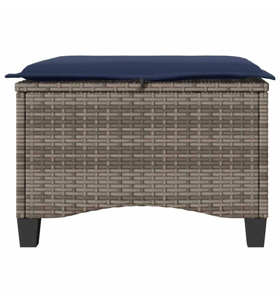 Gartenhocker mit Kissen 2 Stk. Grau 55x55x36 cm Poly Rattan